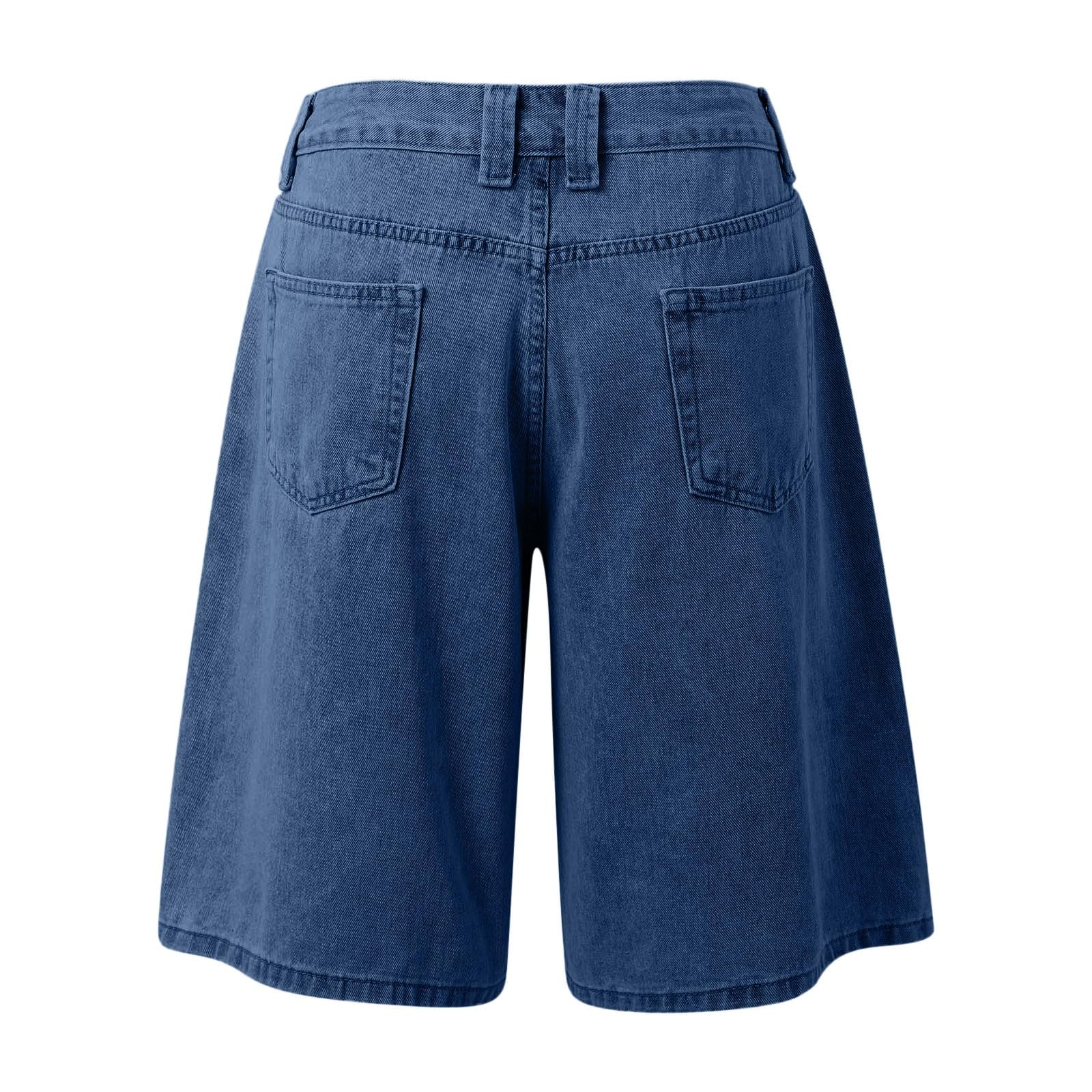 Generico Pantaloncini Sportivi Donna, Shorts Palestra Donna,Denim a Gamba Dritta Larghi Casual con Tasche Ginocchio Lungo Pantaloni Corti