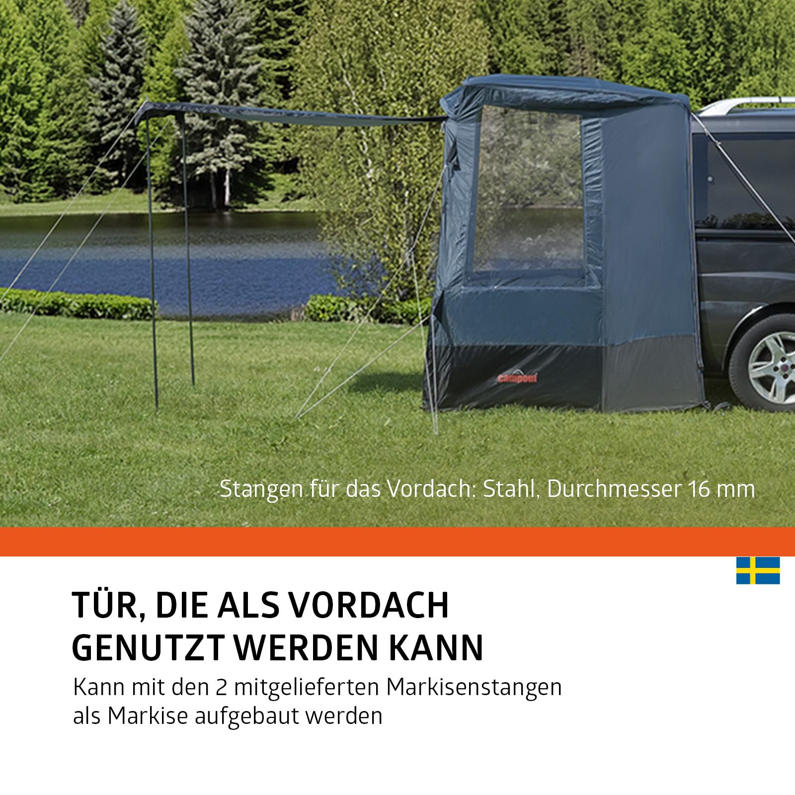 Campout Auto Heckzelt – Heckklappenzelt Camping – 3000 mm Wasserdicht – Zusätzlicher Wohnraum – inkl. Vordachstangen – Anbauhöhe 175–190 cm