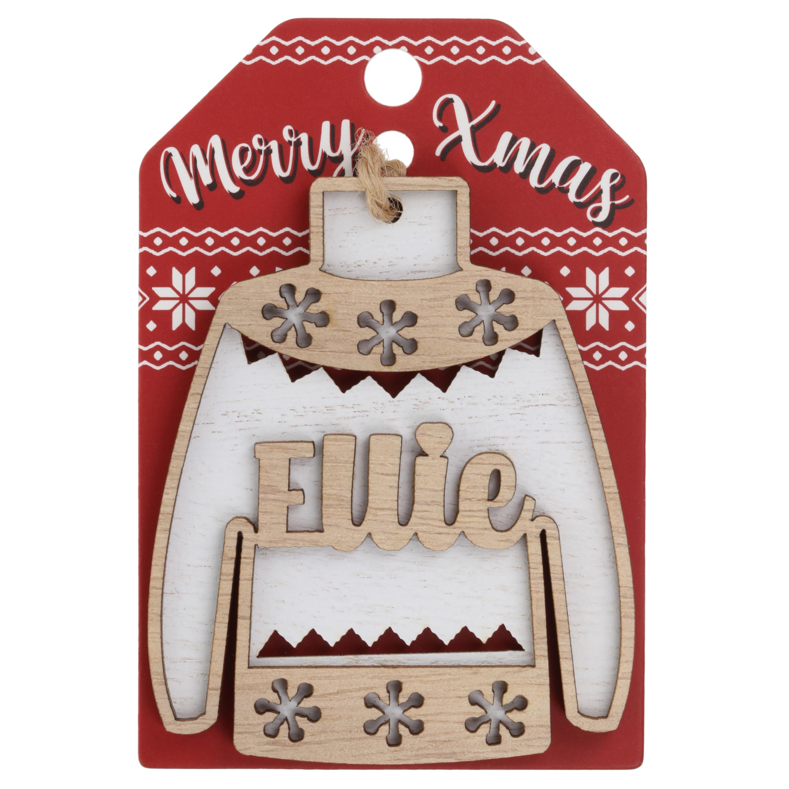 Stands Out, Supplying Outstanding Gifts Ellie Name Christmas Jumper Wooden Tree Decoration Personalised Bauble Xmas White