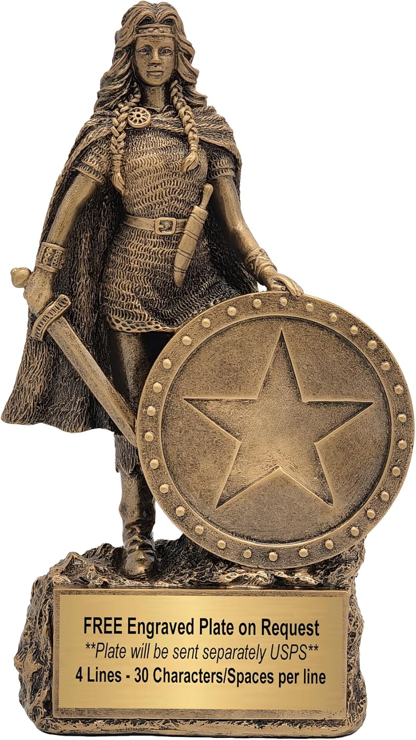 Decade Awards Female Champion Trophy - Engraved Woman Warrior Award - Celebrate Her Strength, Triumphs, and Unstoppable Spirit - Custom Engraved Plate on Request (6.75 Inch Tall)