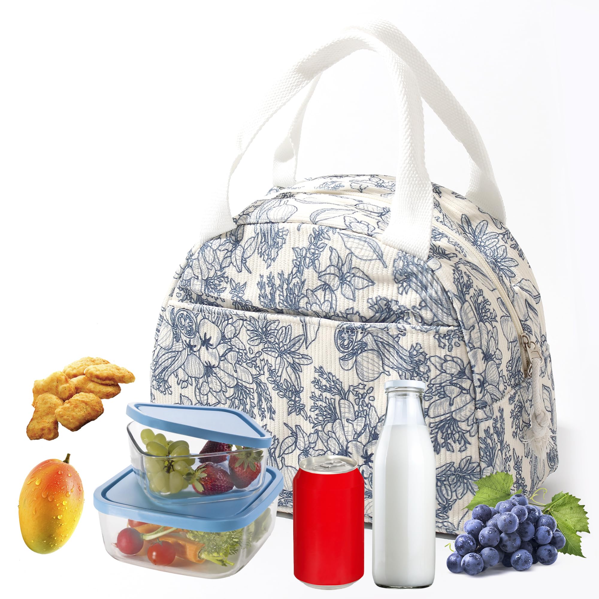Large Insulated Lunch Tote Bag - Corduroy Design For Work, School, Travel - View #4