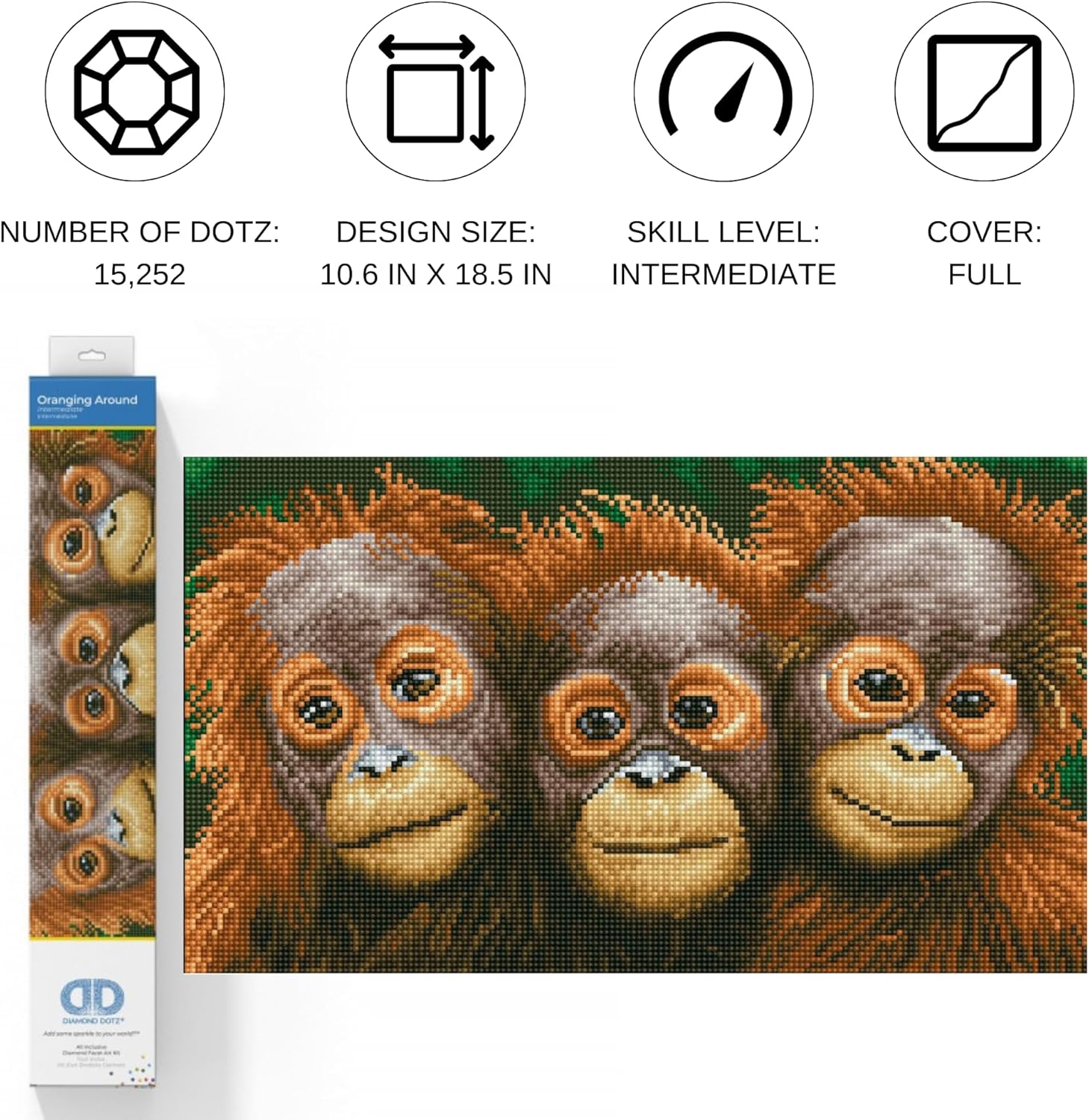 DIAMOND DOTZ Oranging Around Diamond Painting Kits for Adults - Diamond Art Kits a Relaxing Creative Craft Kit with Dotz Gems 10.6x18.5