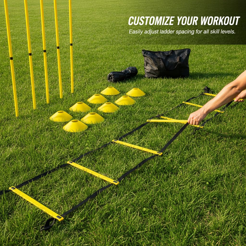 Kit Allenamento Agilità Calcio Scaletta, Set di allenamento giallo