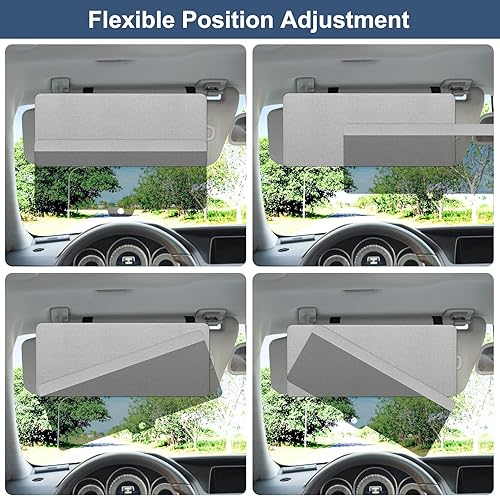 Miniatura 10 de NAZZO Extensor de visera solar para automóvil, bloqueador solar con lente de parasol de PC, posición ajustable de montaje magnético, protege del