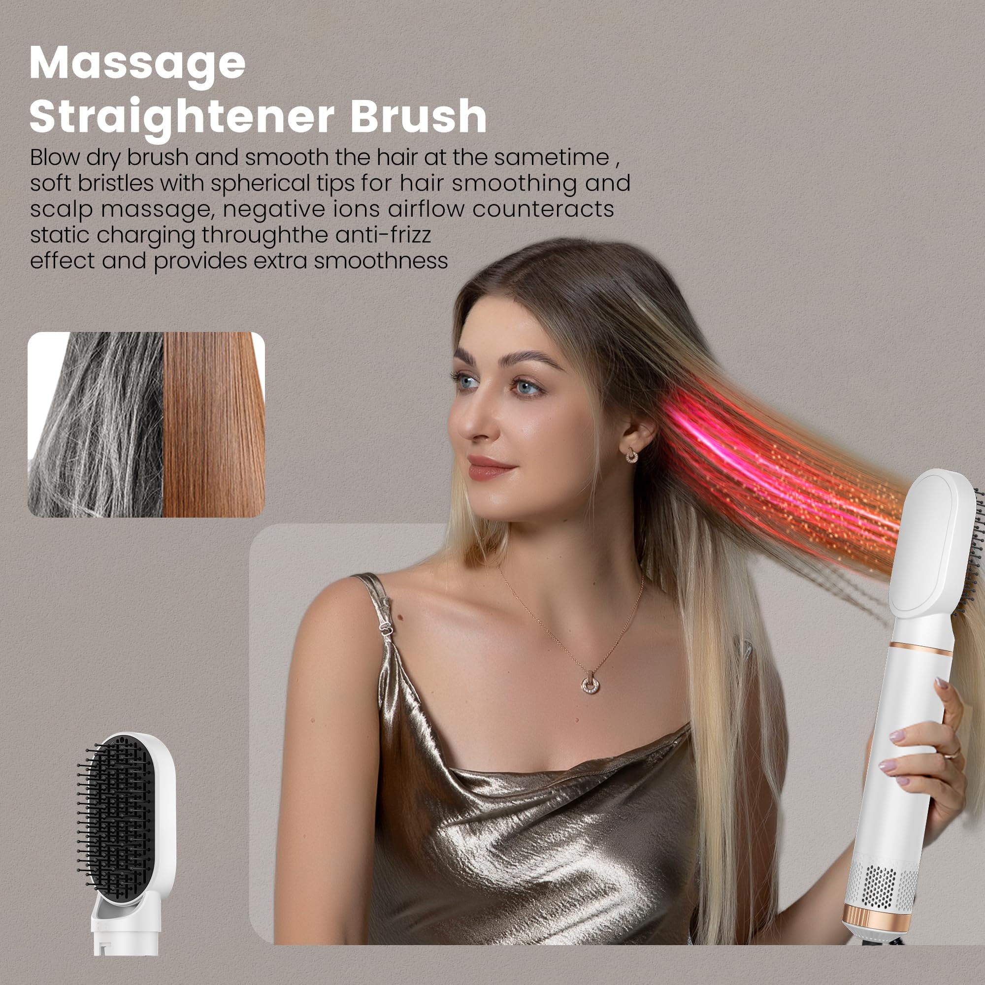 5 in 1 Hair Styler Airbrush 5 in 1 Multi Styler, Air Styler 5 in 1 mit Air Curler, Haartrockner, Bürste Haartrockner zum Trocknen und Stylen Glätten Volumizing Curling Sleeking