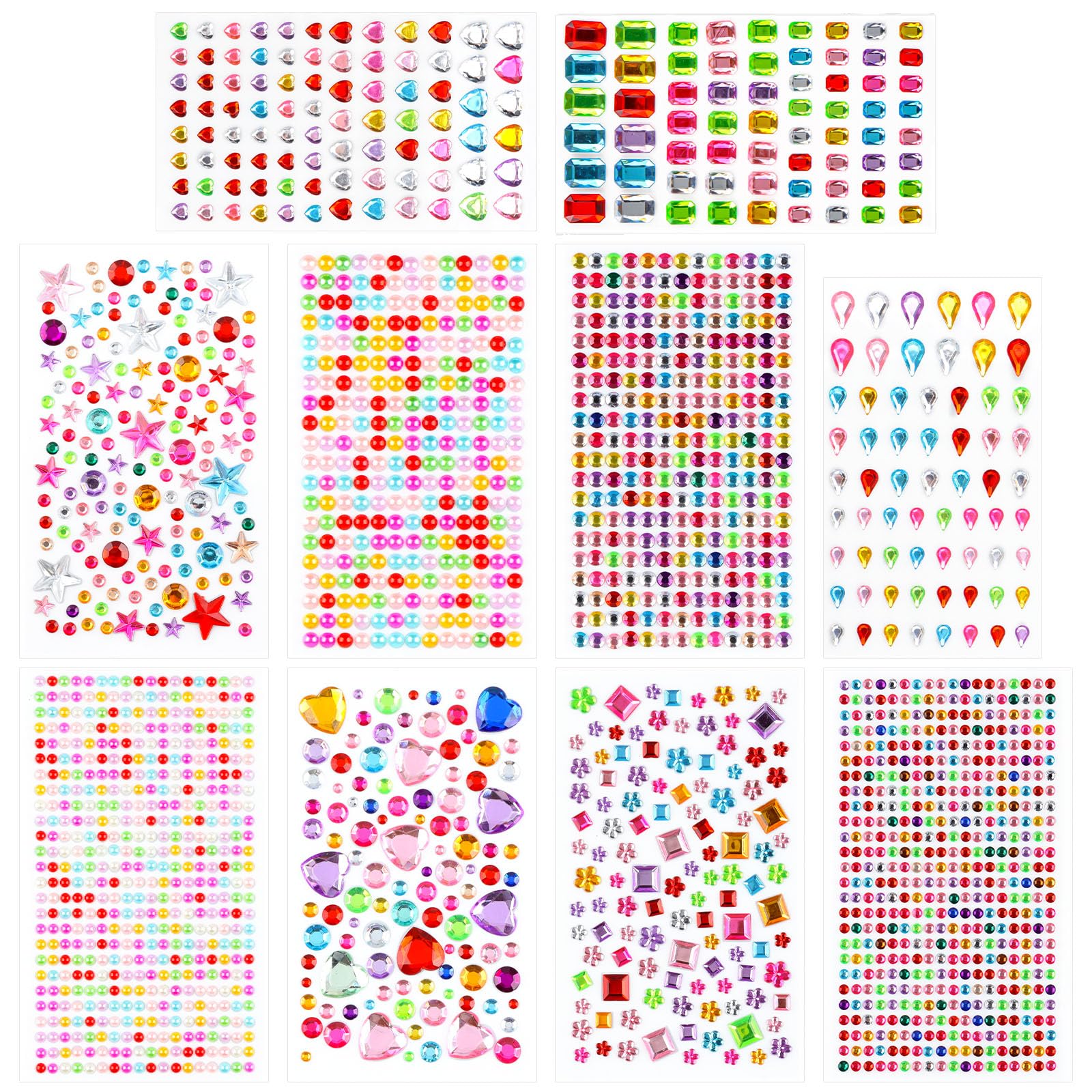 2700pcs Gem Stickers, Sticky Gems for Crafts Kids, Self Adhesive Rhinestone Stickers, Gems for Crafting DIY & Decoration