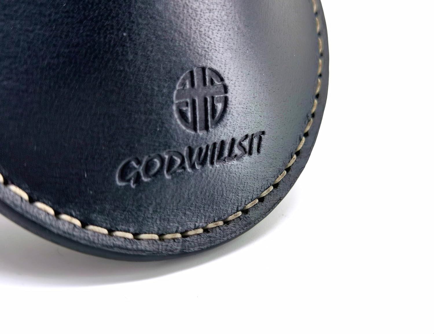 GODWILLSIT Genuine Leather Jewelry Pouch, Handcrafted Vegetable-Tanned Leather Shield Case for Cross Necklace and Valuables, 9cm Compact Handmade Storage Bag