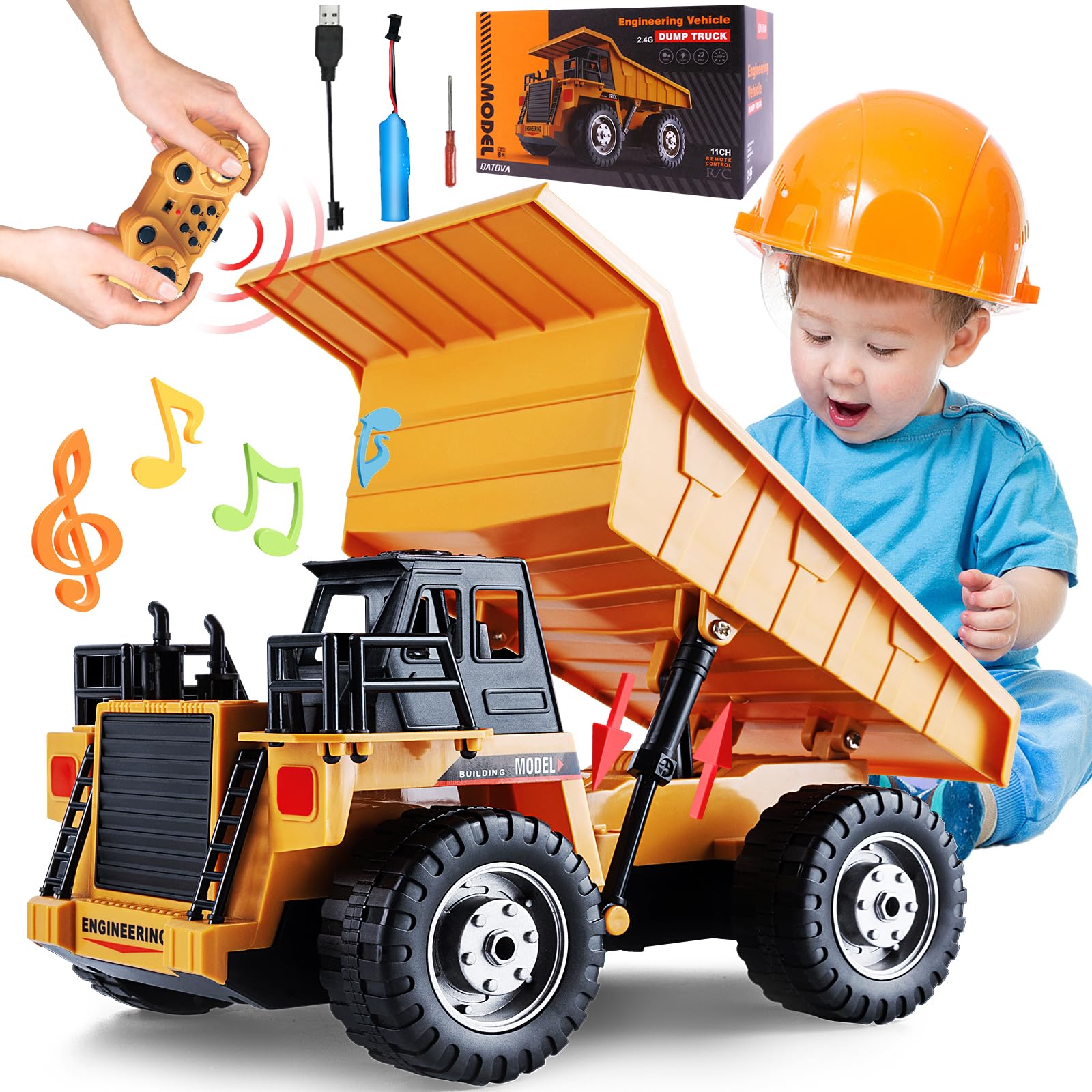 RC Dump Vehicle Toy for Kids - Remote Control Car for 6+ Year Old Boys Girls, Kids Beginner Car Tractor Vehicle, Rechargable Engineering Self-Discharging Truck for Kids Boys Gifts