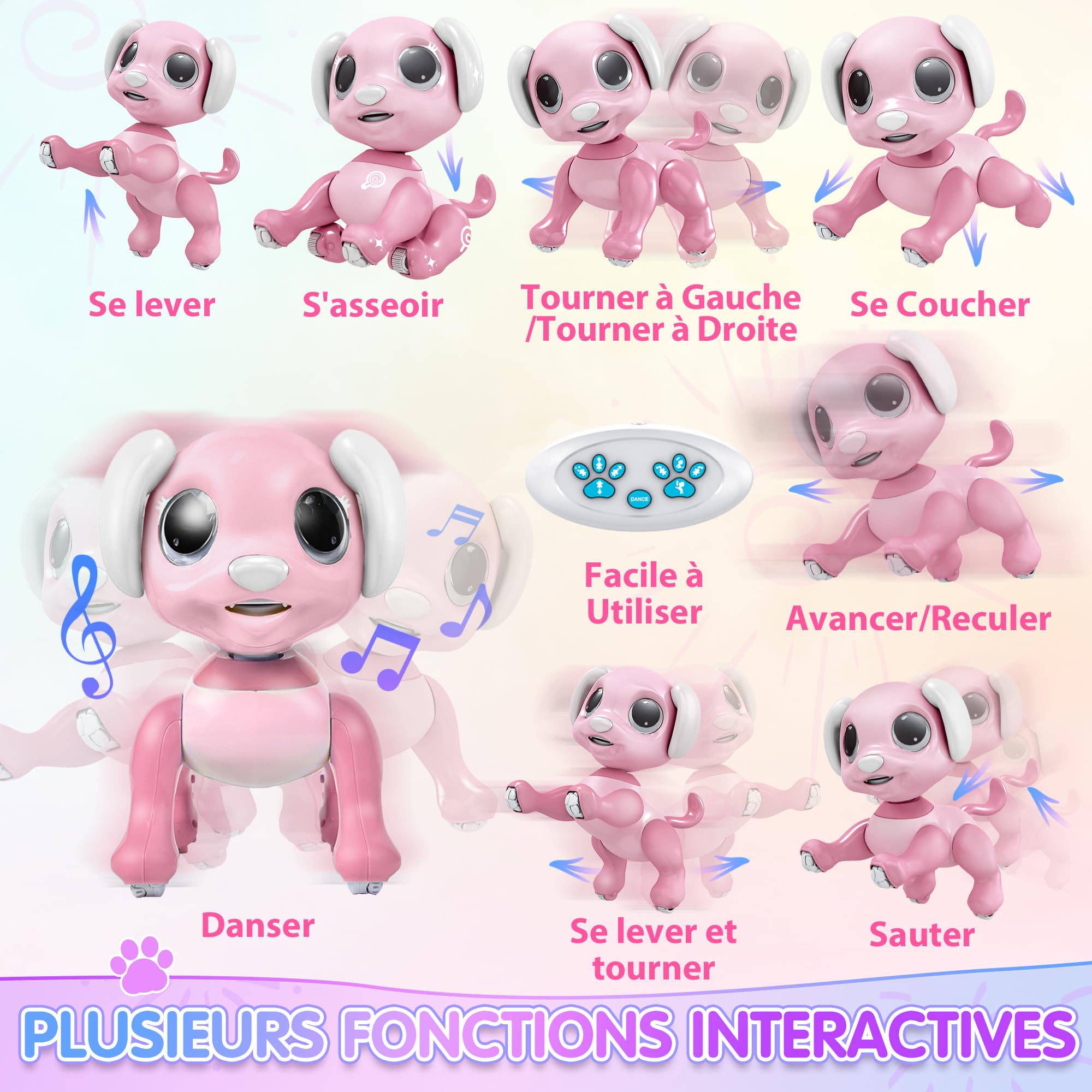 JONRRYIN Robot Chien Télécommandé, Robot Programmable pour Enfants, Jouet Intelligent Robot Pet, Cadeaux Créatifs pour Garçons et Filles 3-12 Ans