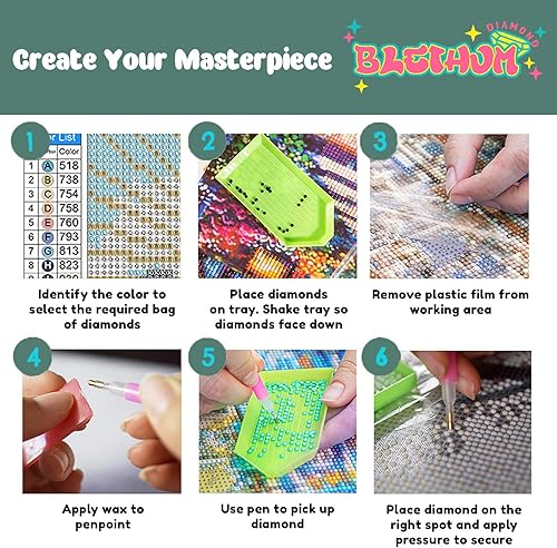 Miniatura 7 de bleihum Kit de pintura de diamantes de noche estrellada, arte de diamantes de árbol para adultos, manualidades de pintura de gemas para adultos,