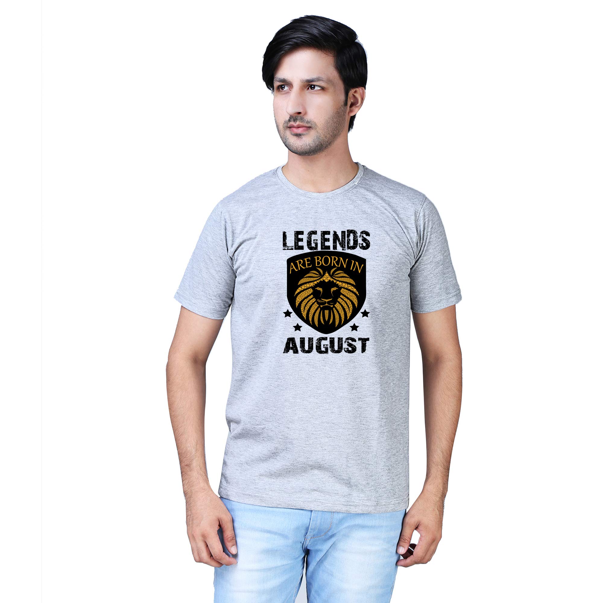 Rexel SpelaxLegends/Kings/Real Men/Singles are Born in October Month Birthday Gift Half Sleeve Cool Cotton Latest Printed Grey T-Shirt for Men Papa/Brother/Friend/Husband/Boyfriend