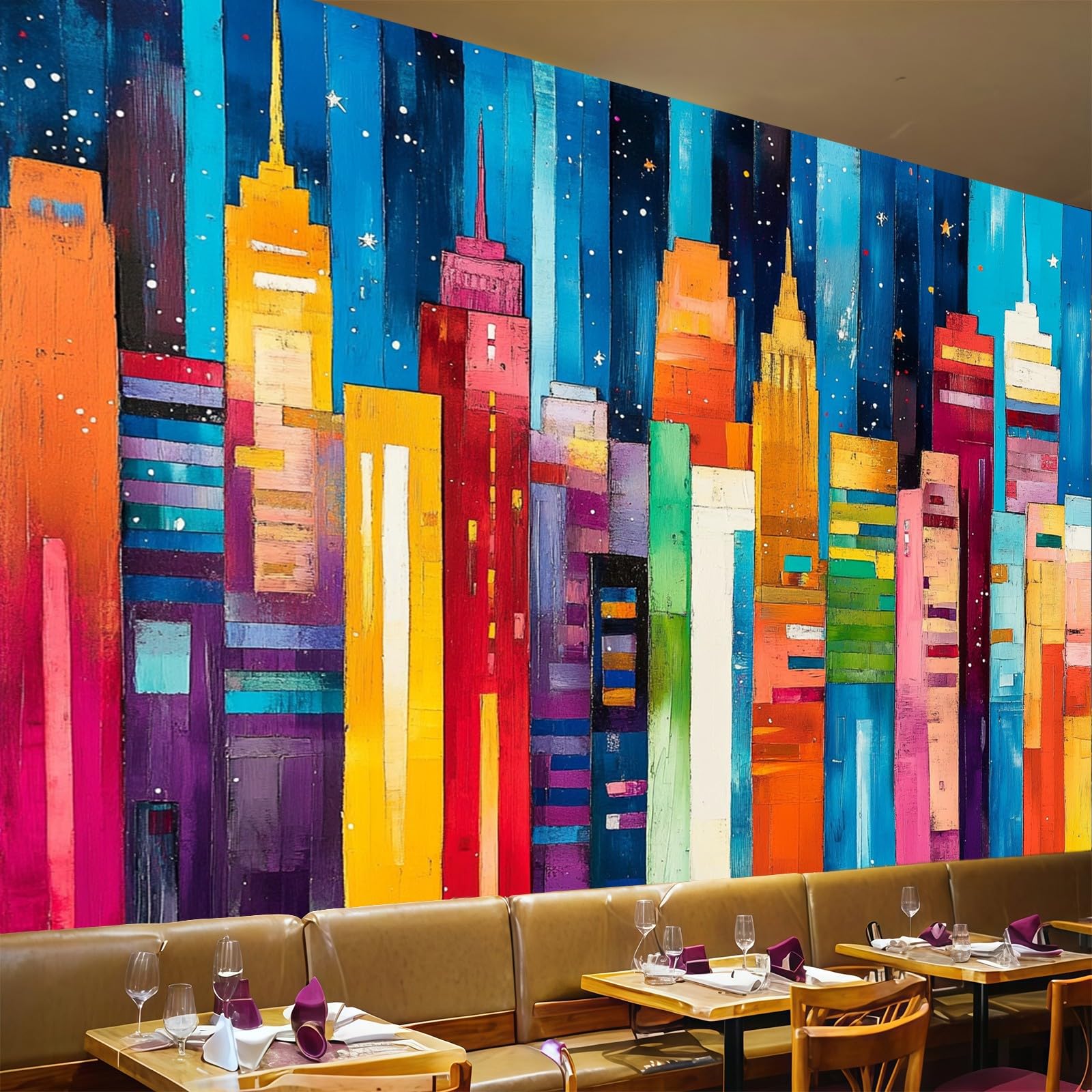 Papier peint 3d panoramique architecture moderne pour decoration murale salon