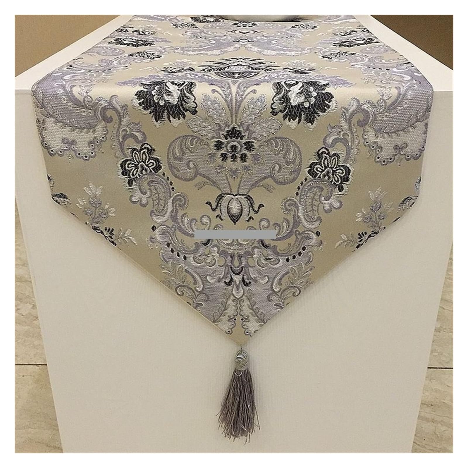 Szaro-złoty obrus żakardowy bieżnik na stół z flagą na łóżko, modne produkty do dekoracji domu(Beige,32x180cm)