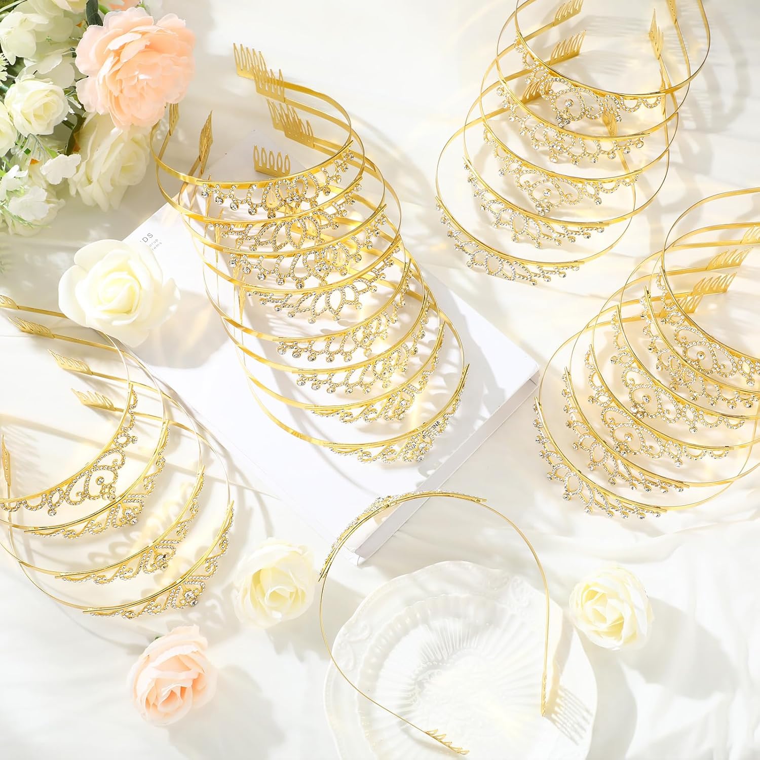 24 Pcs Crystal Tiara Crowns for Women Bulk Rhinestone Princess Headband Crown with Combs Tiaras for Pageant Bridal Shower Wedding Birthday Prom Party Gifts - Image 5