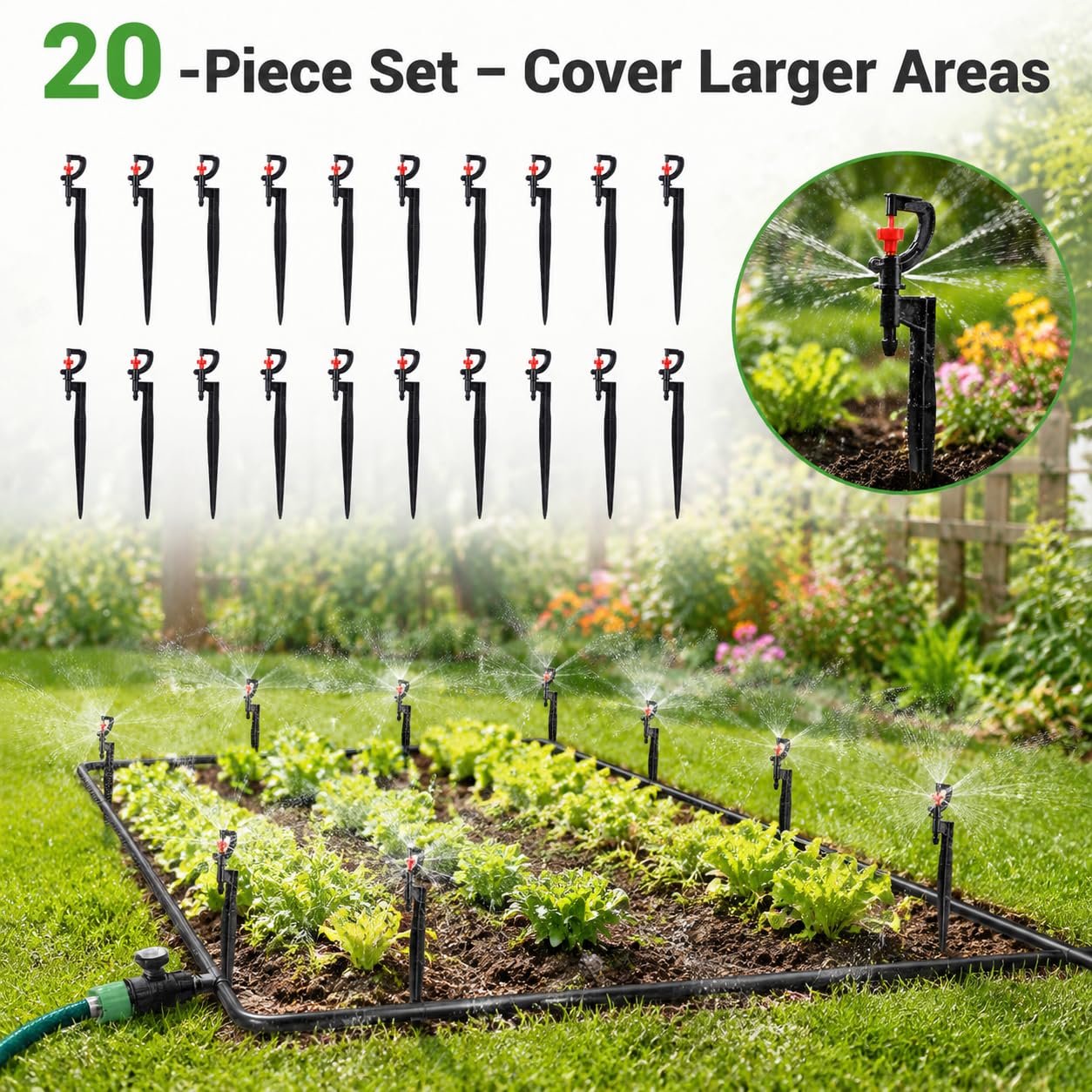 Goutteurs d'irrigation 20 pièces G-Type 360 ​​degrés de Rotation arroseur arrosage buse de pulvérisation Accessoire pour pelouse de Jardin