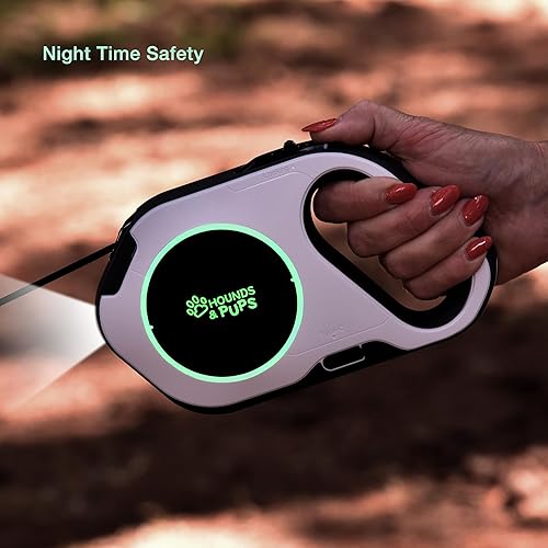 Miniatura 5 de Hounds & Pups - Correa retráctil para perro, 15 pies de longitud, luz LED para paseos nocturnos (morado)