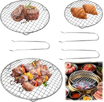 3Pcs Round Cooling Rack for Steamer, 7.5" 9" 10" Cross Wire Cooking Rack