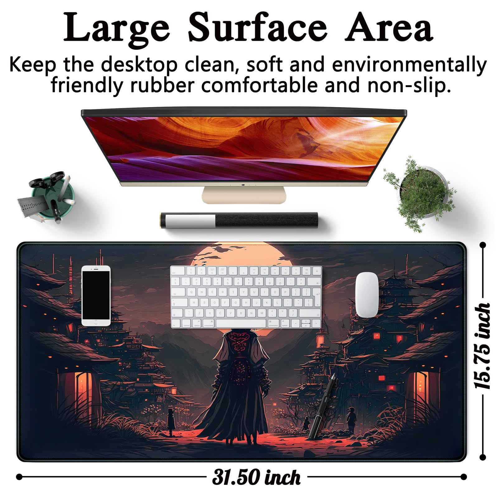 Amazon.com: Japanese Landscape Desk Mat Post Moonlight