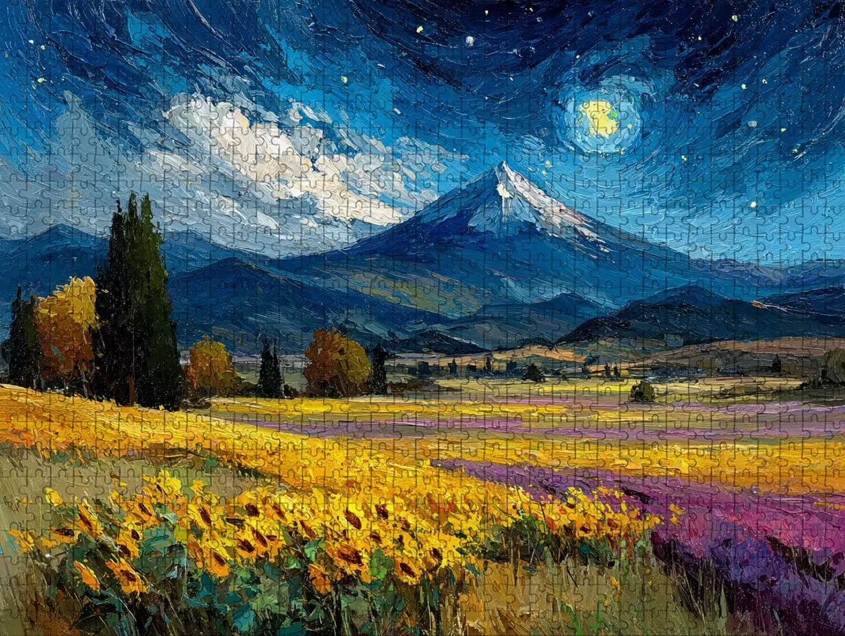 SternenSky Puzzle 4000 Teile für Erwachsene, DIY Holzpuzzle 141x87cm, Holzpuzzle Erwachsene für Die Ganze Familie, Groß Deko Puzzles und Geschenke, Clevere Rätsel, (Schneebedeckter Berg) 8-1076