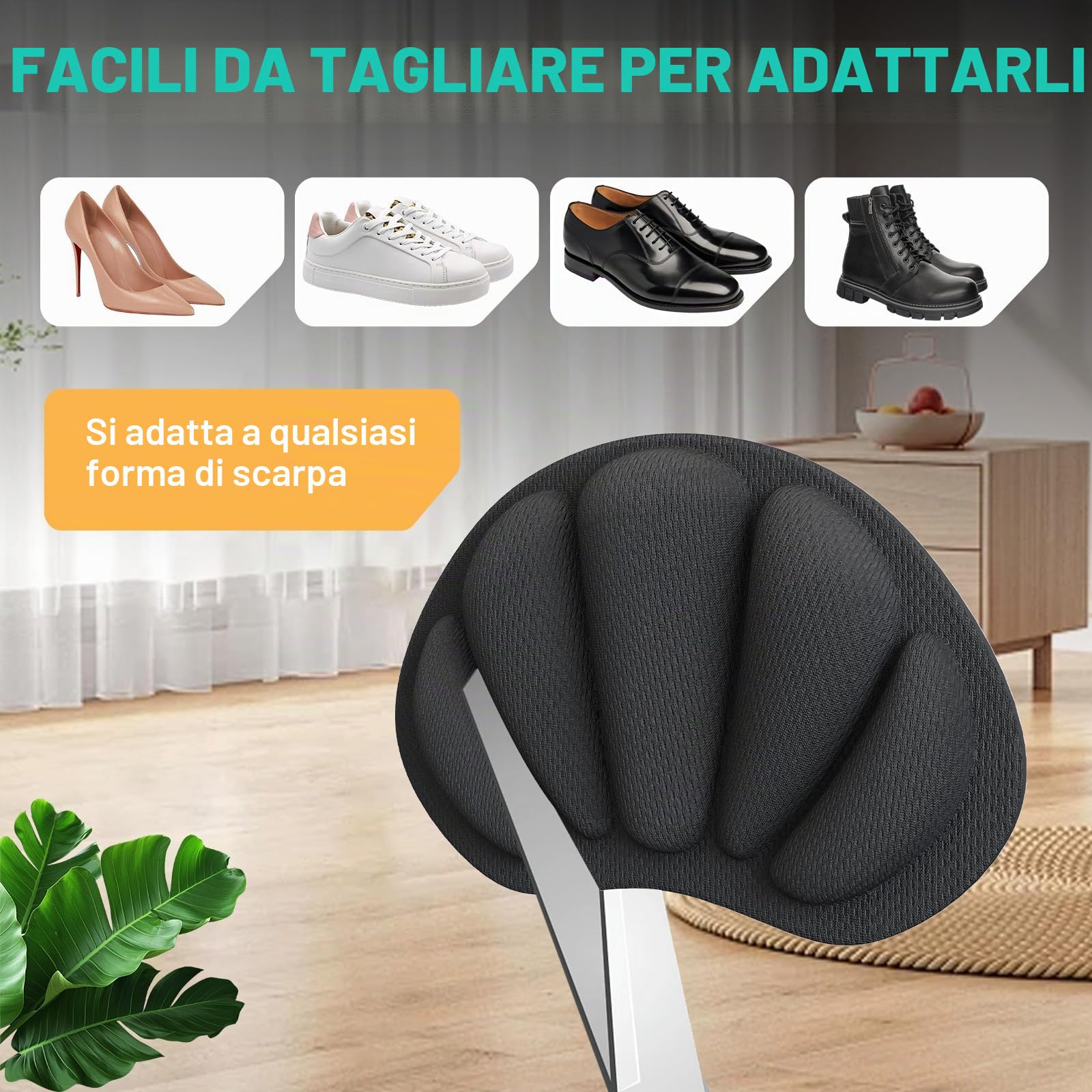 SURFOU Cuscinetti per Tallone, Protezione per Scarpe Troppo Grandi, Schiuma Viscoelastica Cuscini, Antiscivolo e Contro le Vesciche, Inserto Comodo per Uomo e Donna, 6 Paia