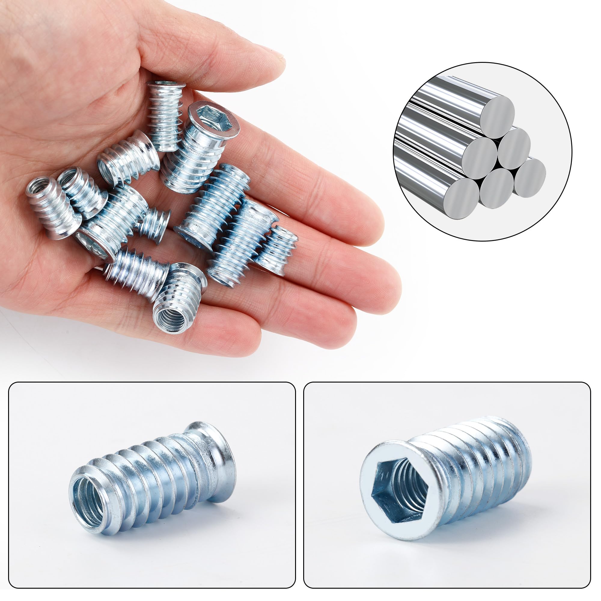 245 Inserti Filettati Per Legno GooBetter, Manicotti A Vite Assortiti M4-M8, Lunghezze Varie, Zincati - Foto 5