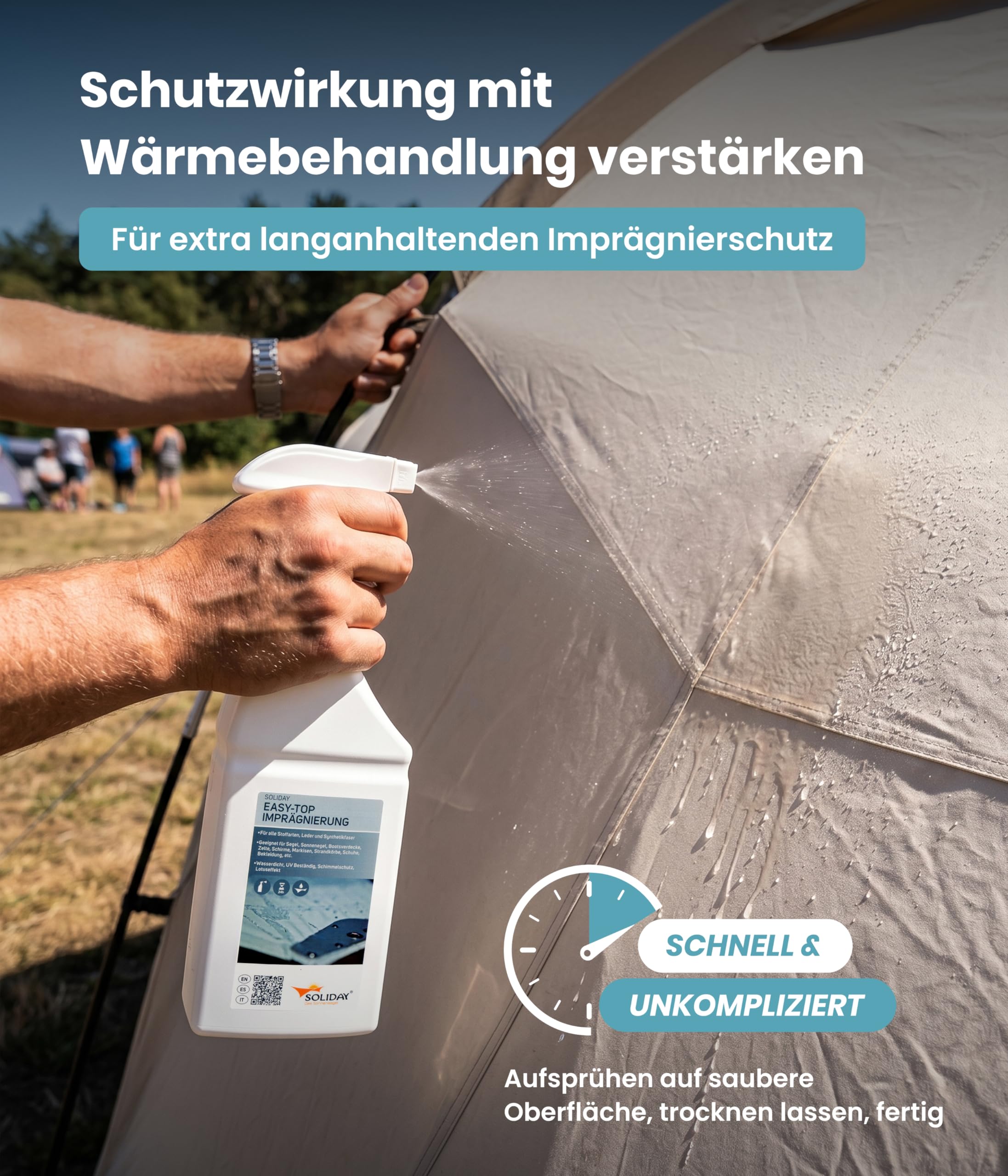Imprägnierspray 1000ml – Universal Imprägnierung für Zelt, Markise, Pavillon, Leder & Textilien – Wasser- & schmutzabweisend, langanhaltender Schutz, einfache Anwendung – Zelt Imprägnierung
