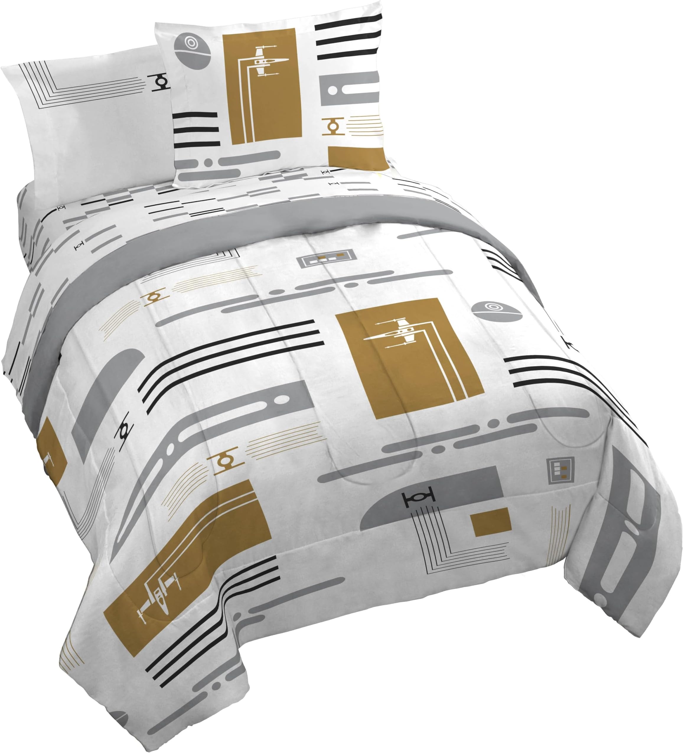 Comforter Set Includes Sheets and Pillow Covers - Soft and Cozy Bed Set for Stylish Room Decor, White - Star Wars, 7 Piece Queen Bedding