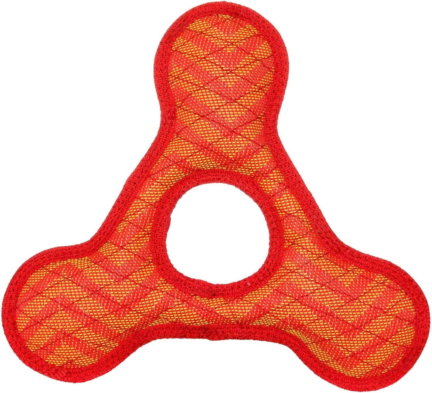 DURA FORCE - Durable Woven Fiber Dog Toy - Multiple Layers. Made Durable, Strong & Tough. Interactive Play (Tug, Toss & Fetch). Machine Washable & Floats (Triangle Ring Red, Large 2 Pack)