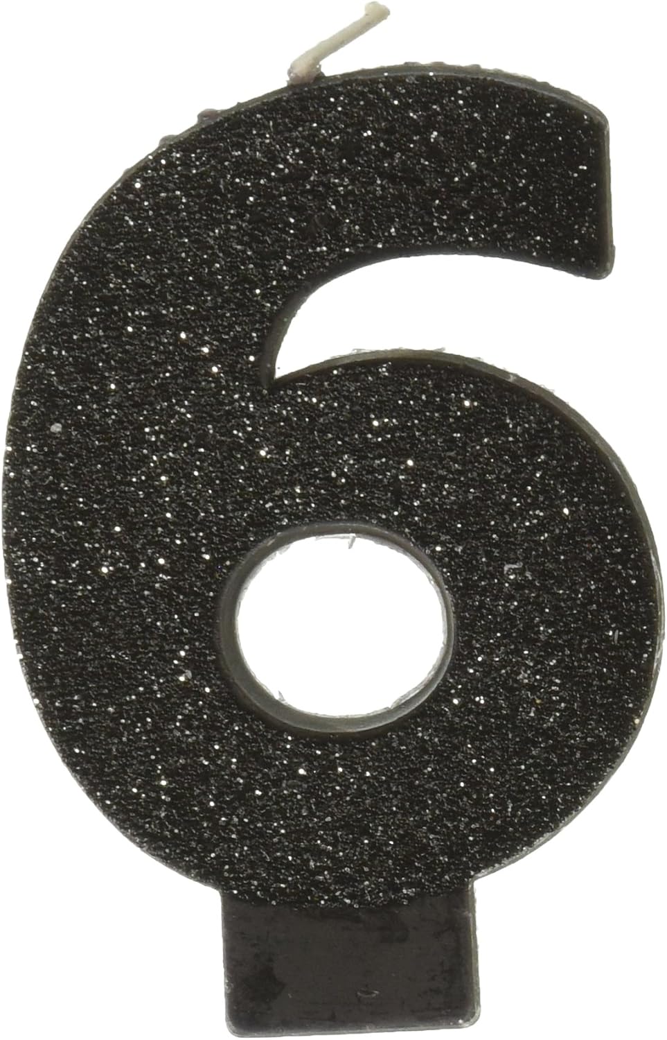 amscan Birthday Celebration, Numeral #6 Glitter Candle, Party Supplies, Black, 3 1/4",170412