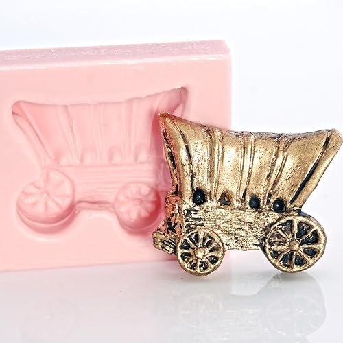 Miniatura 5 de Molde de silicona para vagones cubiertos, fácil de usar con chocolate, fondant, caramelo, resina, arcilla polimérica, arcilla metálica. joyería,
