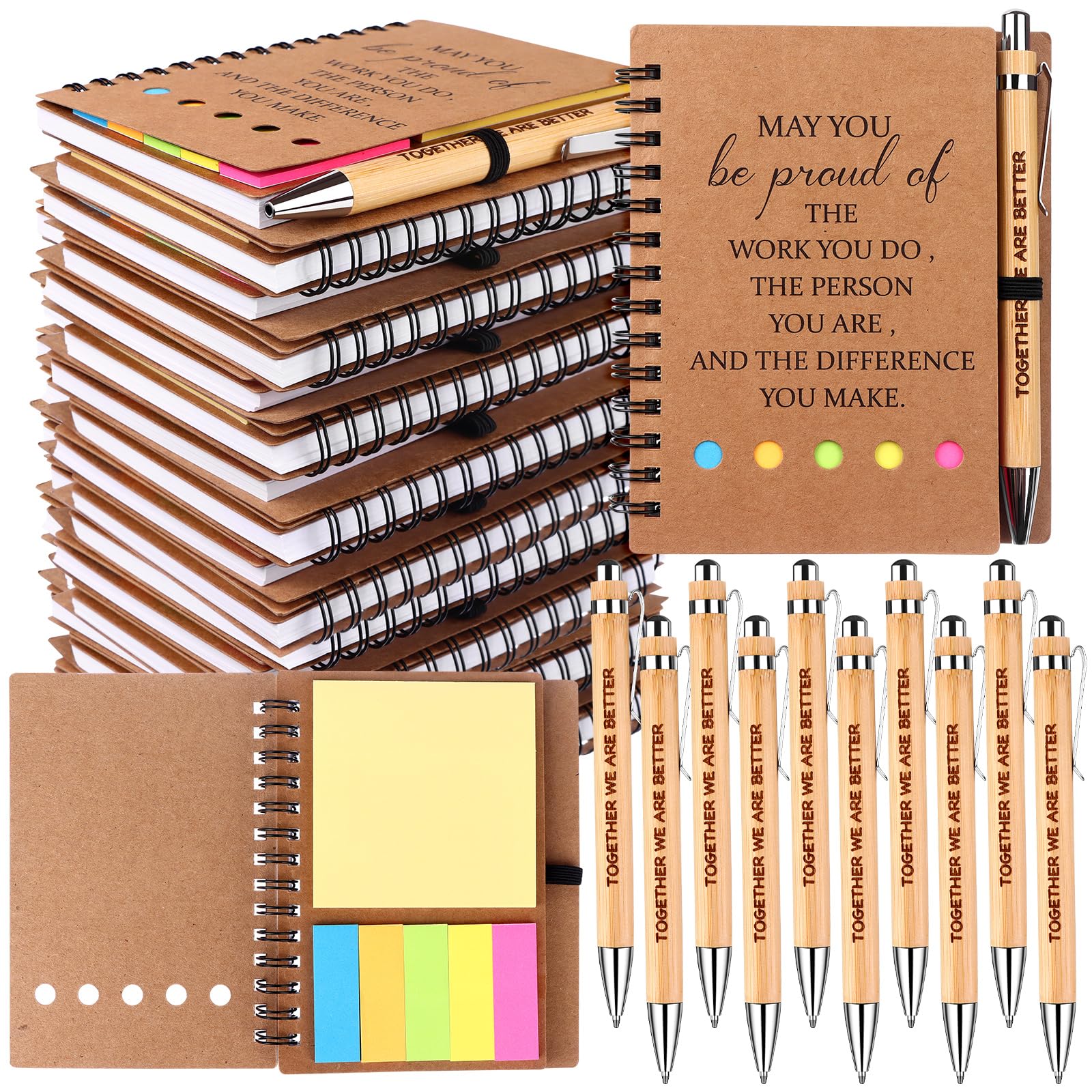 Stylos à bille en bambou d'exception et carnet à spirale élégant - 8