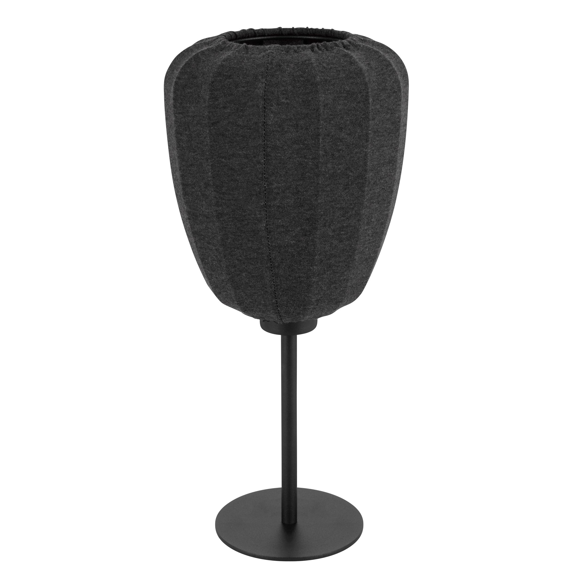 EGLO Tischlampe Barlaston, Nachttischlampe im Japandi Design, Tischleuchte für Wohnzimmer und Schlafzimmer, Textil in Grau und Metall in Schwarz, E27 Fassung