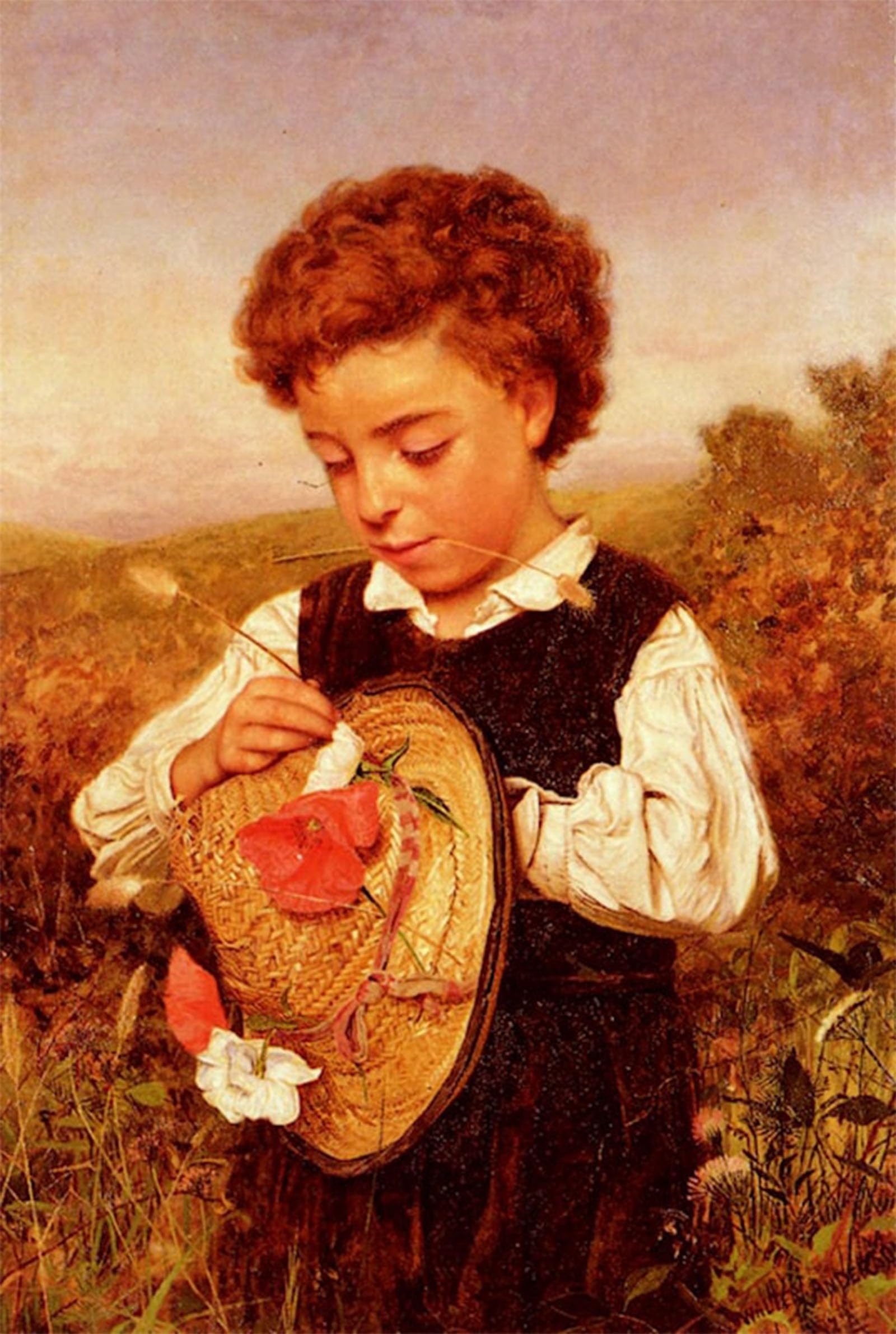 ARTXLXXBN Famous Painting Canvas Artwork Graffiti Print the Straw Hat by Walter Anderson Portrait Canvas Image for Home Decor 60x90cm