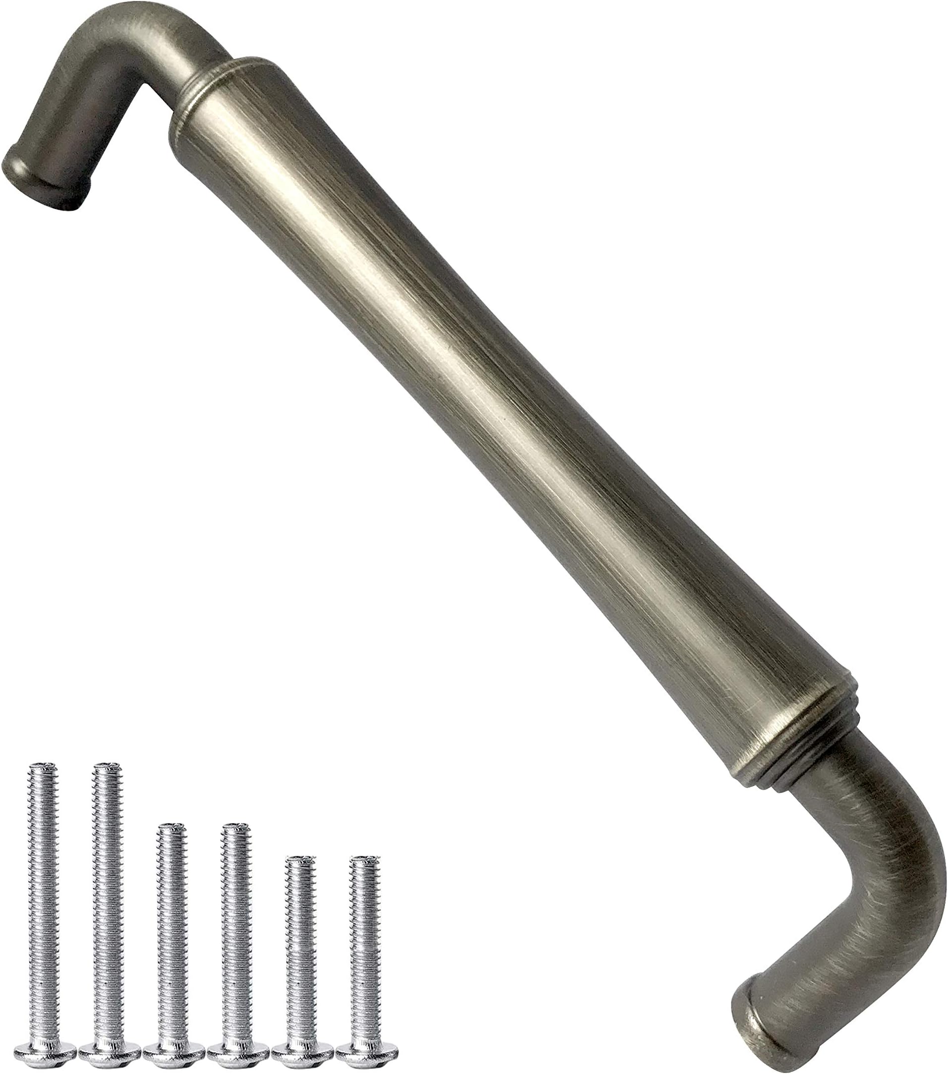 Gechtas 5 Pack Heavy Duty Cabinet Pull Drawer Handle, 128mm Hole Center, with Screws, Antique Brass