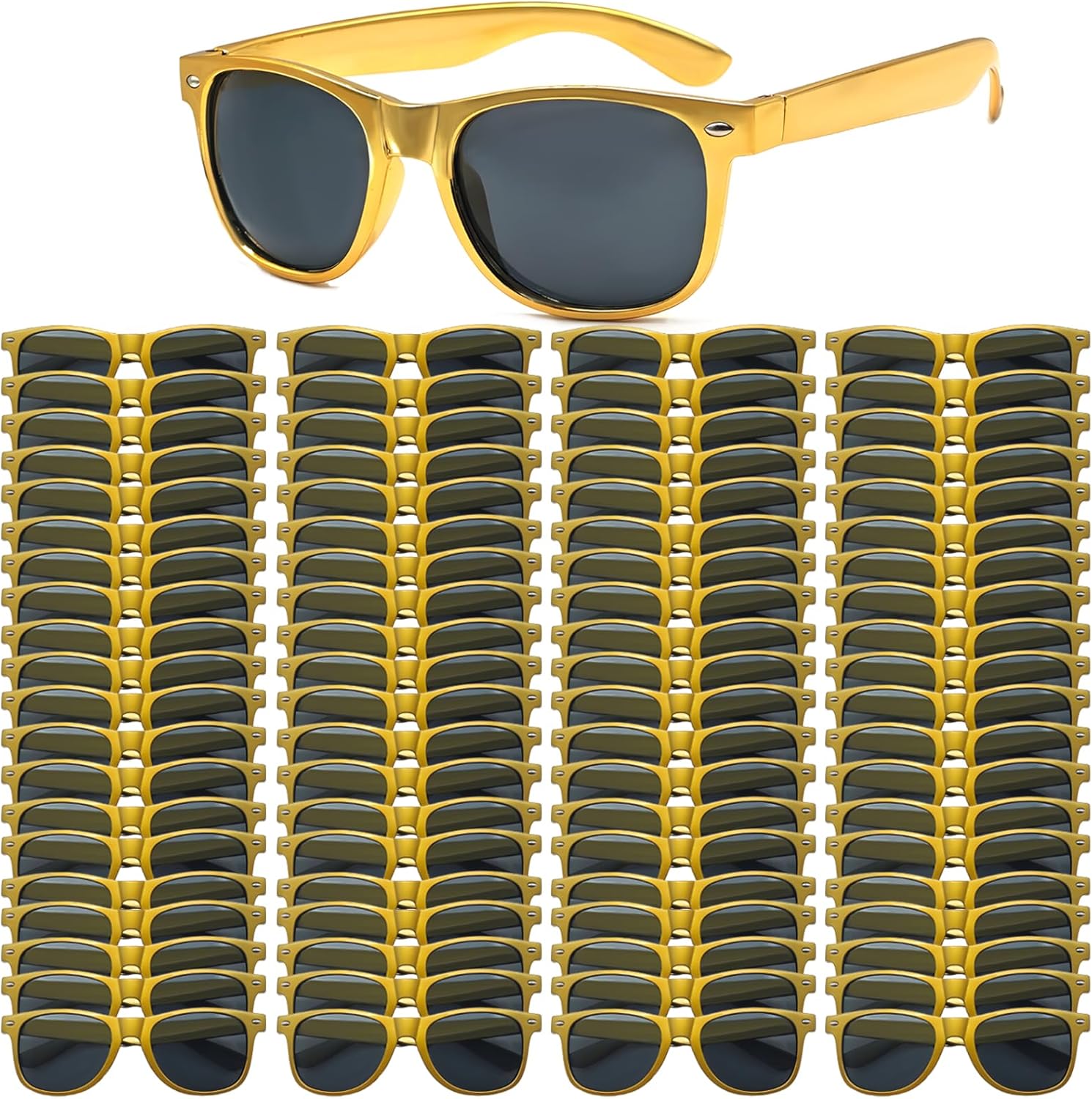 3/6/12/20 Pack Metallic Gold Sunglasses Bulk for Women Men Retro 90s Cheap Glasses for Party Supplies