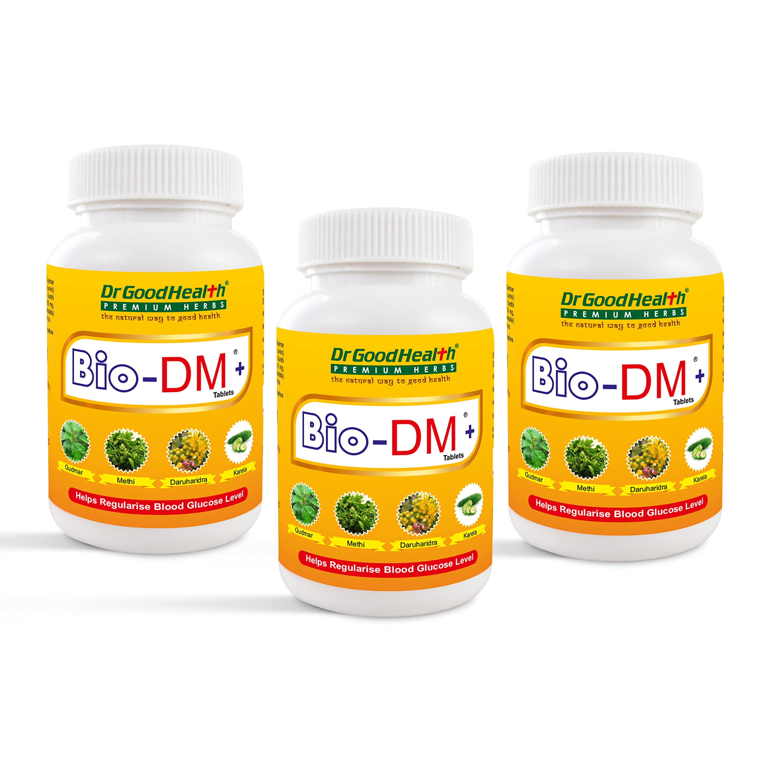 Bio DM+ Diabetes Care, Natural Blood Sugar Control Supplement with Jamun, Karela, Gudmar & Methi, Ayurvedic Sugar Management for Men & Women, Pack of 3 (60 Tablets Each)