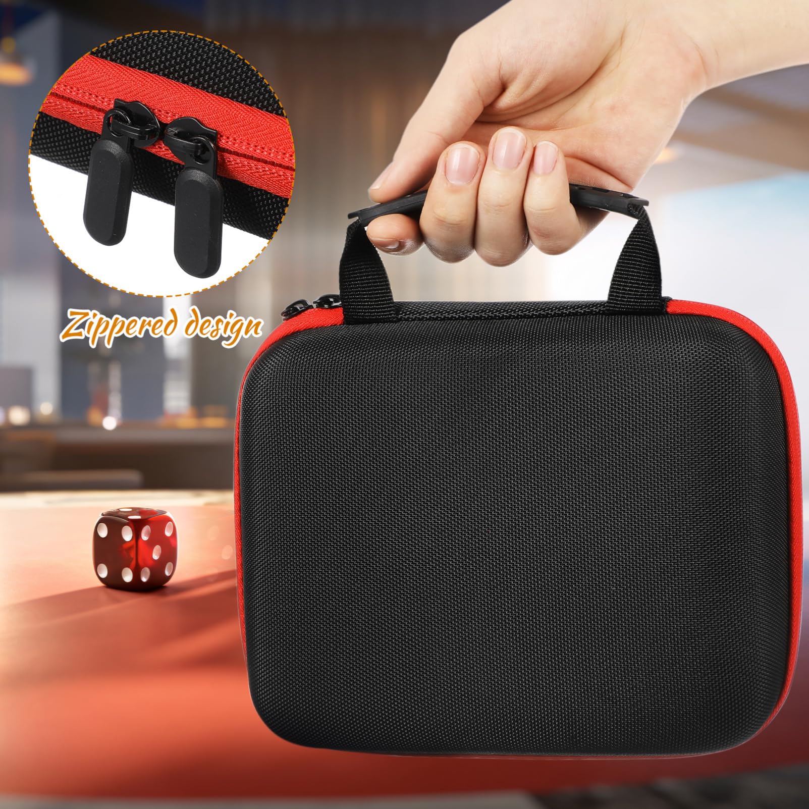 Abaodam Sac à Dés à Poches Étui de Rangement pour Dés Compartimenté Zippé Rangement pour Jeux de Société