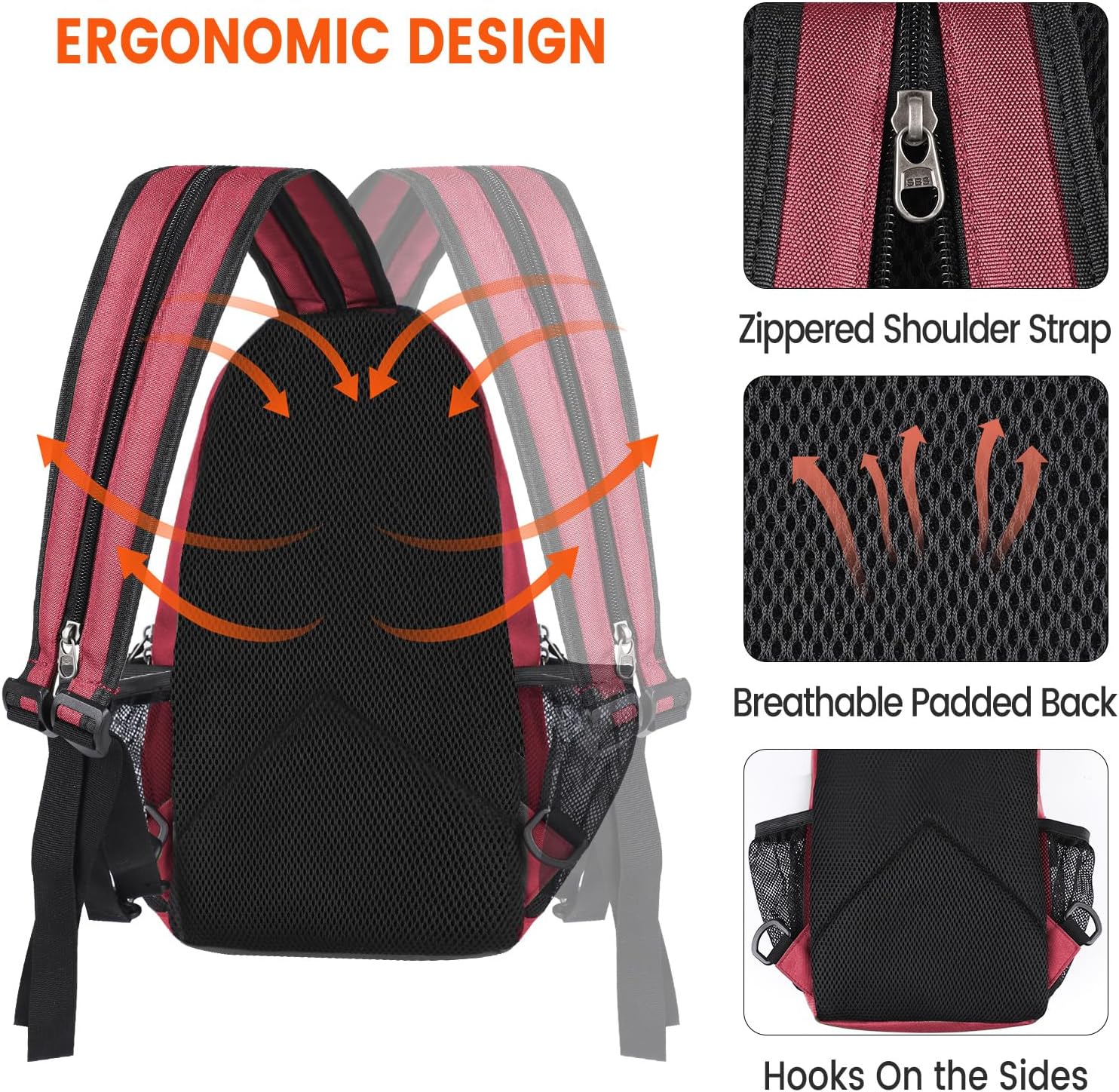 Crossbody Sling Backpack Men and Women Sling Bag Shoulder Backpack Travel Hiking Chest Bag Daypack (Red) - Image 5