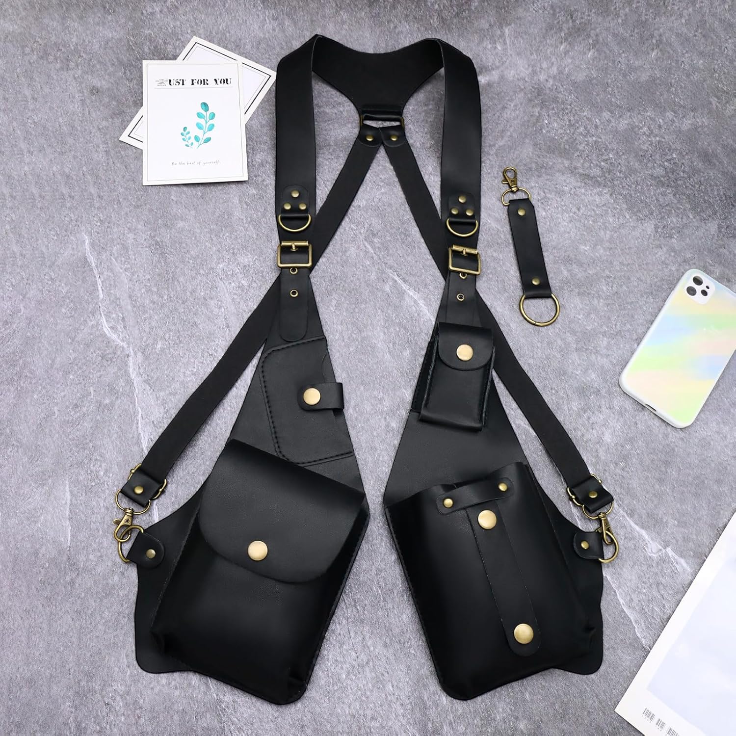 Spring 2026 Unisex Premium Leather Adjustable Underarm Shoulder Bag for Biker Men & Women, Hidden Strap Wallet with Double Pockets for Outdoor Travel, Hiking