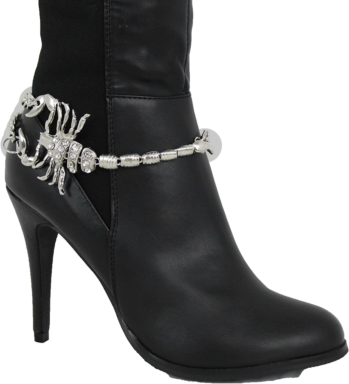 TrendyFashionJewelry TFJ Women Boot Bracelet Western Silver Metal Chains Shoe Bling Scorpion Charm Anklet Strap Animal