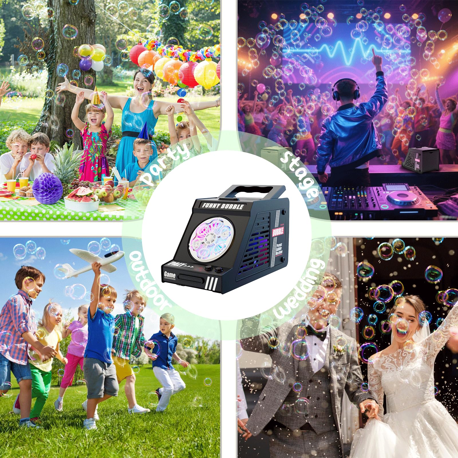 PANACARE Seifenblasenmaschine, Automatische Seifenblasenmaschine 20000+Blasen/Min|240ML Tank|6 Löcher für Geburtstag, Party, Hochzeit (889-23 Black)