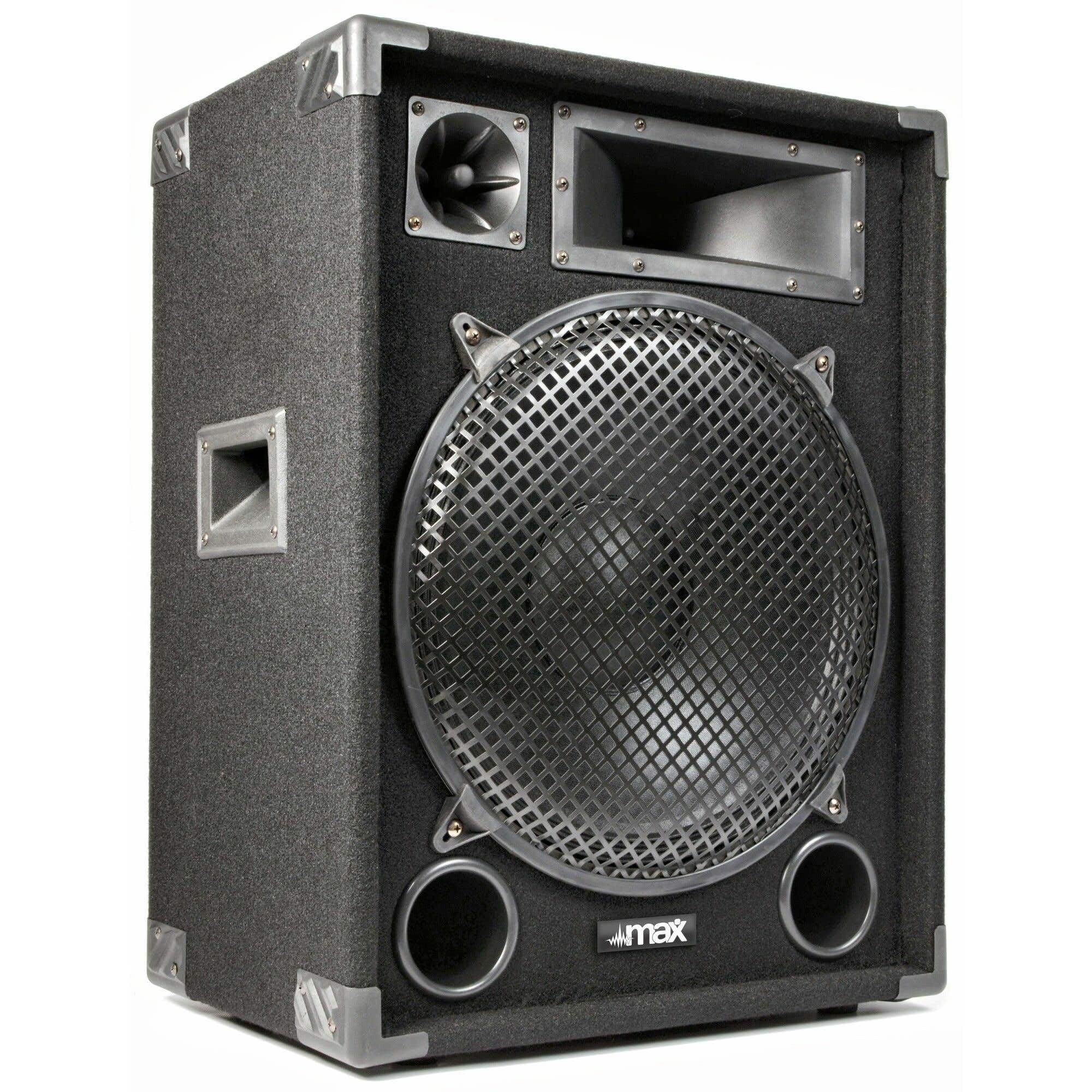 MAX26 PA Lautsprecher DJ Boxen Set, 2000 Watt Peak - inkl. Bluetooth Verstärker Lautsprecher Boxen Set mit Griffe, 2X 15 Zoll Doppel-Tieftöner, DJ Party Lautsprecher Paar, PA Boxen für Musikanlage