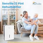 Senville 22 Pint Dehumidifier, Energy Star Certified, Washable Filter, Ideal for Basements, Bedroom, Living Space, Energy Star, Washable Filter, Up to 1,500 Sq. Ft., White