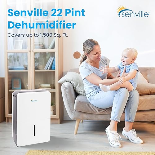 Miniatura 2 de Senville Deshumidificador de 20 pintas, certificado Energy Star, filtro lavable, ideal para sótanos, dormitorio, sala de estar, Energy Star, filtro