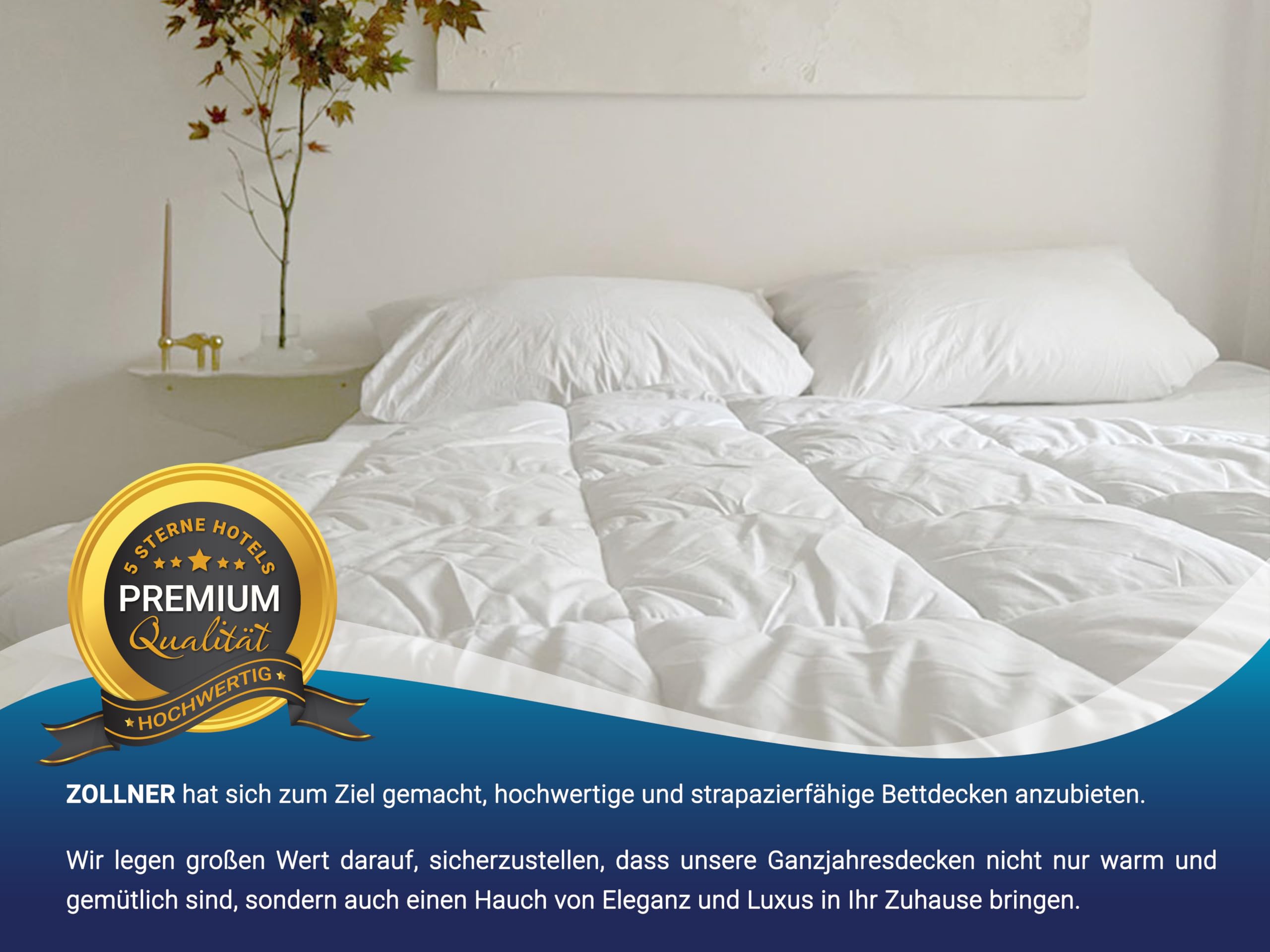 ZOLLNER 2er Set Ganzjahresdecke in 135x220 cm - hautfreundliche und atmungsaktive Tagesdecke - mit Rautensteppung - Füllung aus Polyester - waschbar bis 95°C - Hotelqualität - Oeko Tex® Zertifiziert