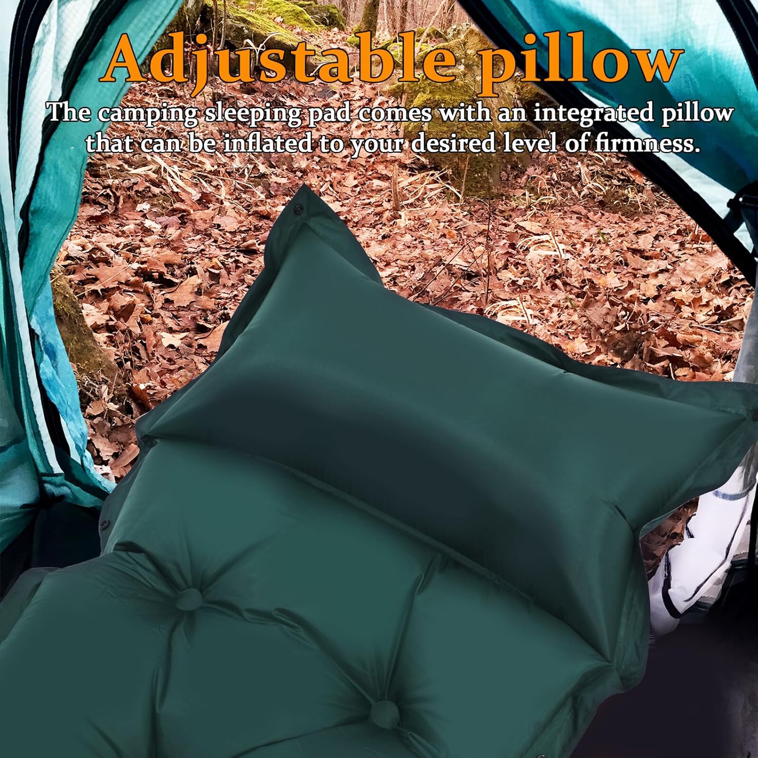 Luxshiny Self-Inflating Camping Sleeping Mat Portable Inflatable Sleeping Pad 185x60x2.5cm Military Green Lightweight Outdoor Travel Mattress for Backpacking and Hiking