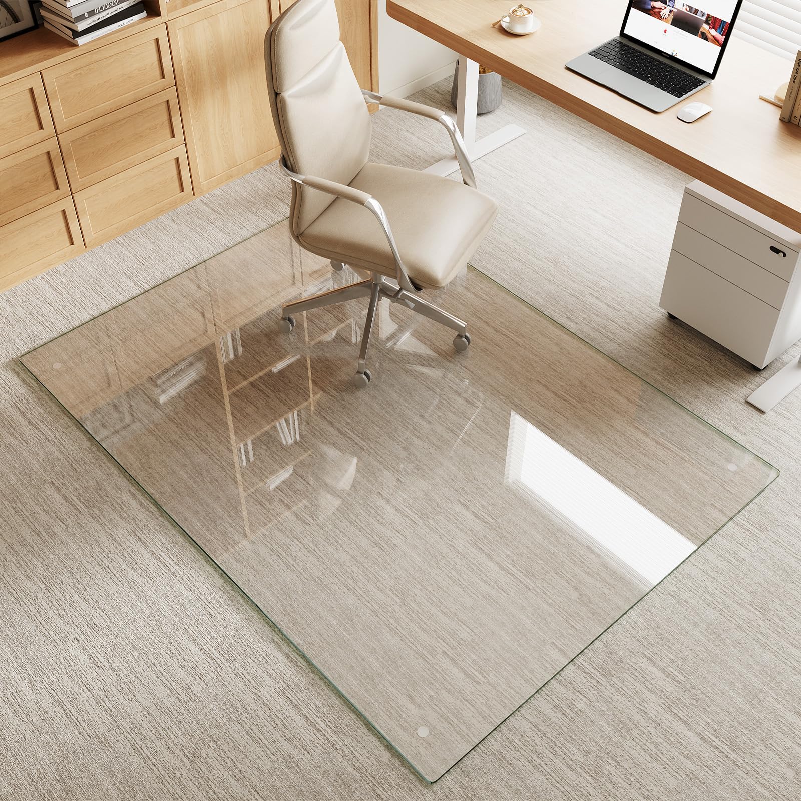 Tempered Glass Chair Mat 40x60 Office Chair Mat for Hardwood Floor Clear Computer Chair Mat 4 Non Slip