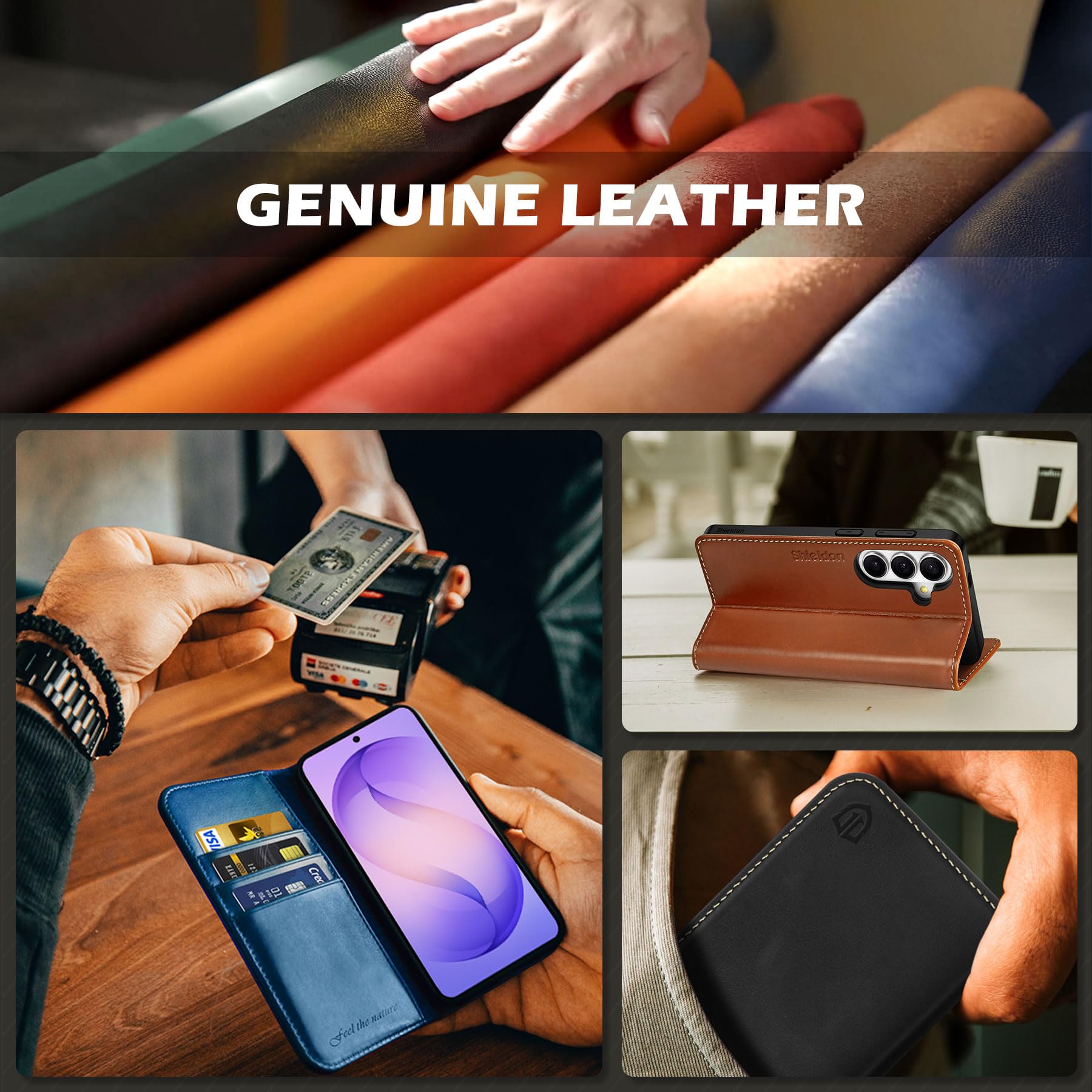 SHIELDON Custodia per Galaxy S26 Plus 5G, Cover a Portafoglio in Pelle con Blocco RFID e Porta Carte, Supporto Magnetico, Cover Protettiva Compatibile con Galaxy S 26+ 6.7" - Viola Glicine
