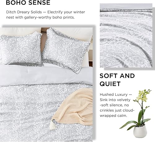 Miniatura 3 de Juego de edredón tamaño Queen de primavera, edredón suave para todas las estaciones, juego de ropa de cama ligero de 3 piezas, 1 edredón y 2 fundas