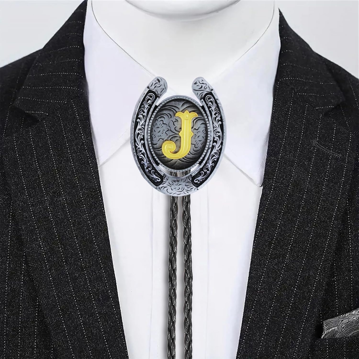 GelConnie Bolo Tie for Men Western Leather Necktie Letter Mens Bolo Ties Jewelry Native American Bolo Tie for Women - Image 2